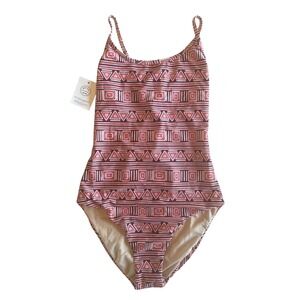 Mott50 Margherita Missoni One Piece Swimsuit Pink Geometric Tribal UPF 50+ Small